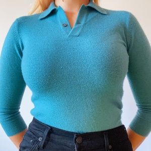 Amazing Made-in-Spain Turquoise Collared Sweater